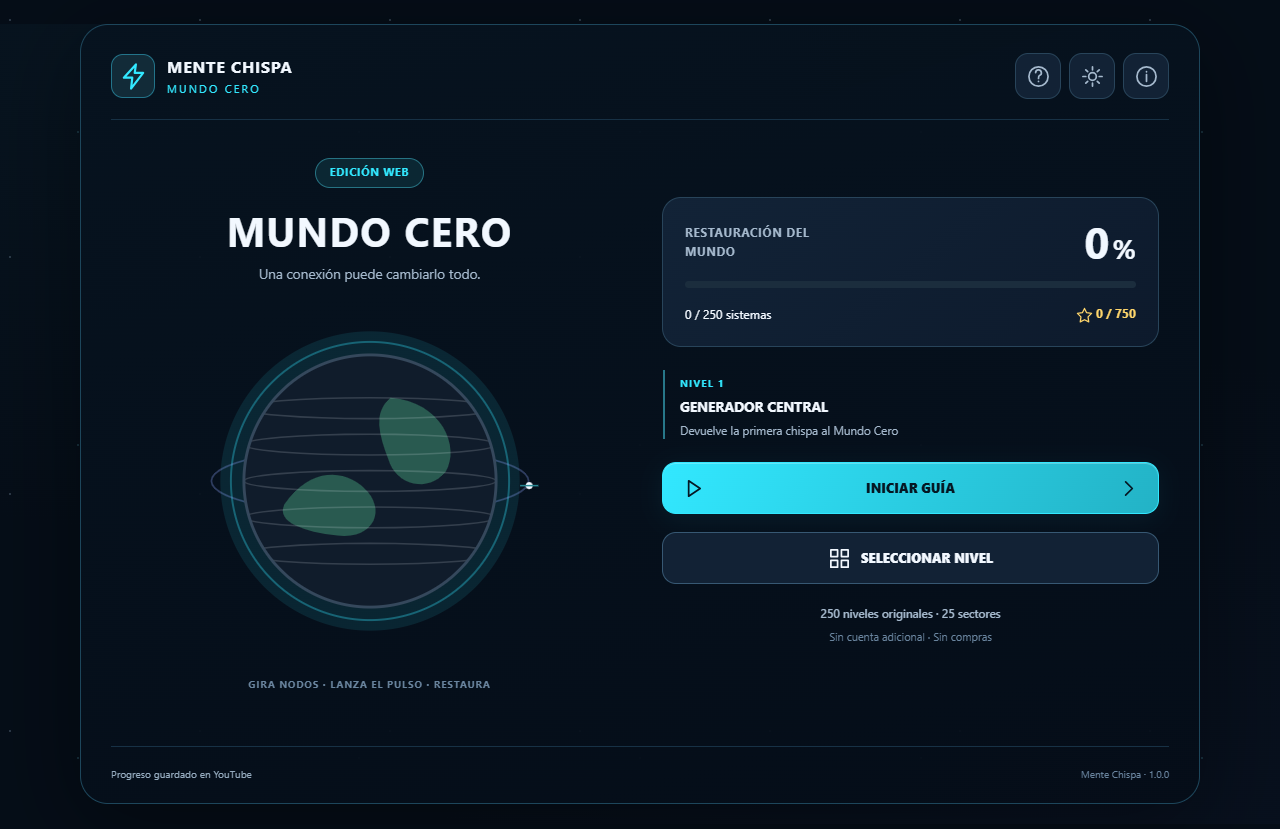 Pantalla principal de Mente Chispa